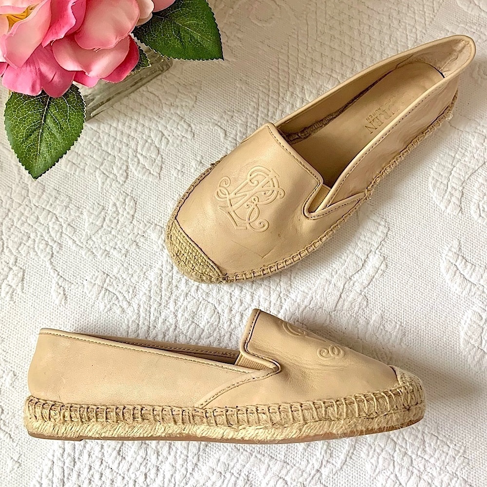 Lauren Ralph Lauren Beige Leather Espadrilles